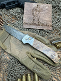 Pro-Tech Bob Terzuola ATCF Steel Custom AUTO Folding Knife 3.5" Chad Nichols Damascus Drop Point Blade, Maple Burl Handles, Mosaic Button