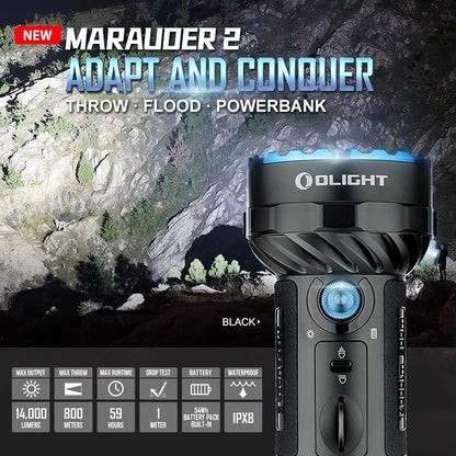 olight 14000 lumen flashlight OLIGHT Marauder 2 Rechargeable Handheld Flashlight 14,000 Lumens Ultra – UnlimitedBladeworkz