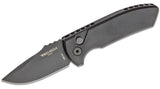 Pro-Tech LG403 Les George SBR Short Bladed Rockeye AUTO Folding Knife 2.5" S35VN Black DLC Plain Blade, Black Aluminum Handles