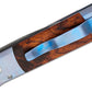 Pro-Tech Custom Godson AUTO Folding Knife 3.15" Nichols Raindrop Damascus Blade, Blue Orange Peel Titanium Handles with Desert Ironwood Inlays, Mosaic Button - 2024.Godson.Custom.001