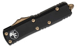 Microtech 231-13 UTX-85 AUTO OTF Knife 3" Bronze Plain Drop Point Blade, Black Aluminum Handles
