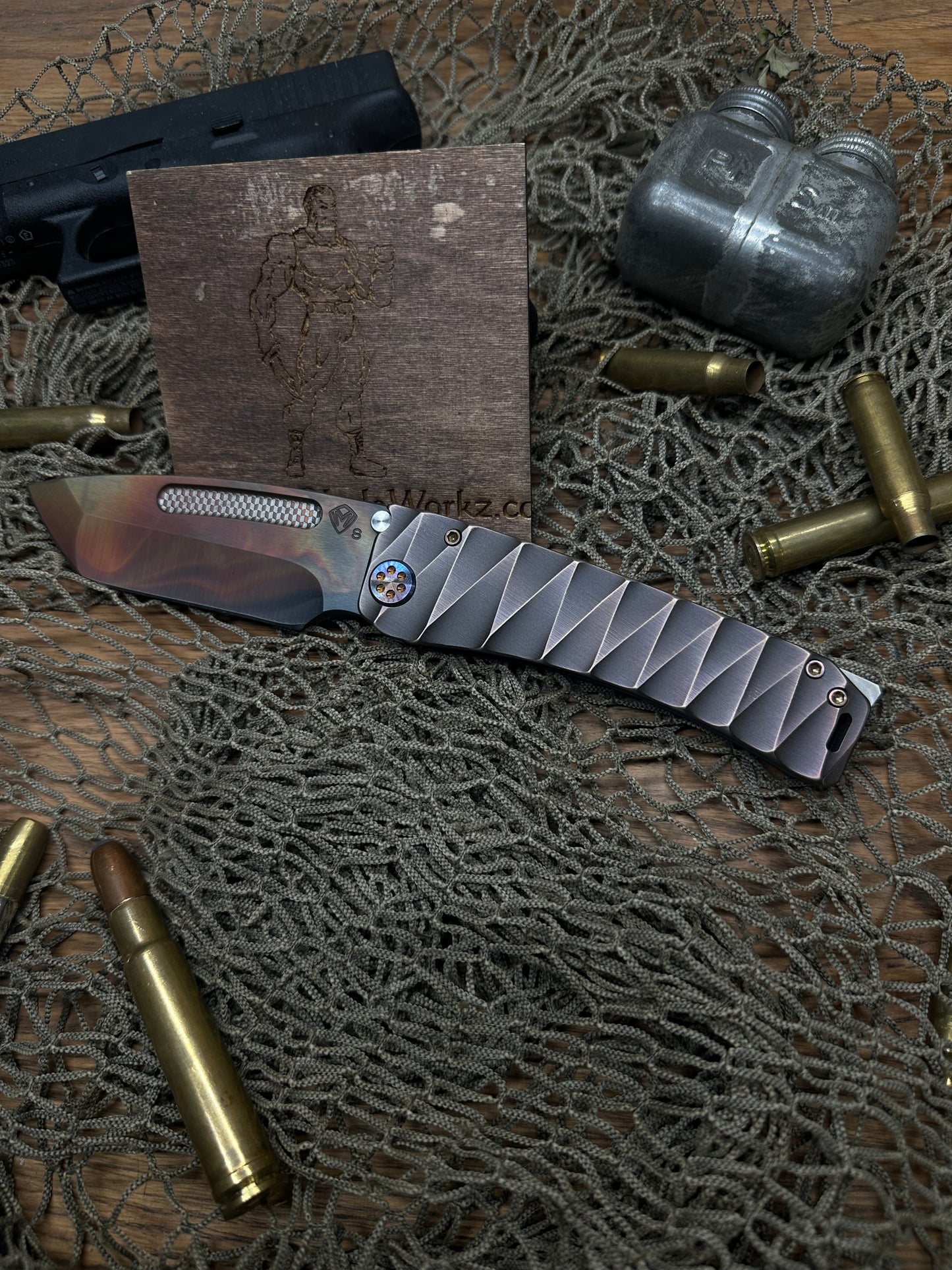 Medford Marauder Tanto Vulcan Lightning Milled Titanium Bronze Ano Gently carried