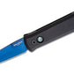 Pro-Tech 921-SB Godfather AUTO Folding Knife 4" 154CM Sapphire Blue Plain Blade, Black Aluminum Handles, Abalone Button