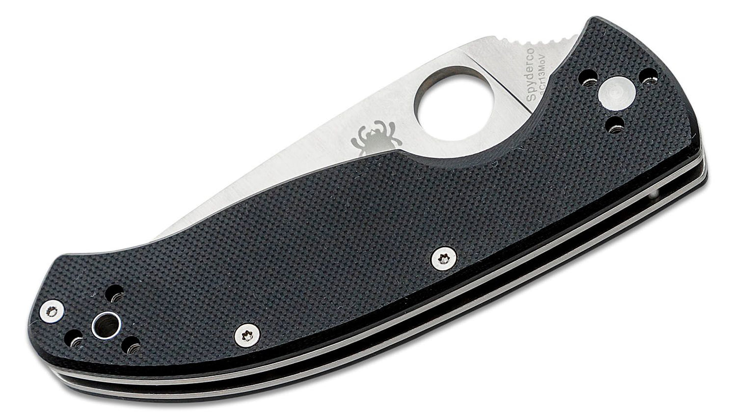 Spyderco Tenacious Folding Knife 3-3/8" Satin Plain Blade, Black G10 Handles, Liner Lock - C122GP