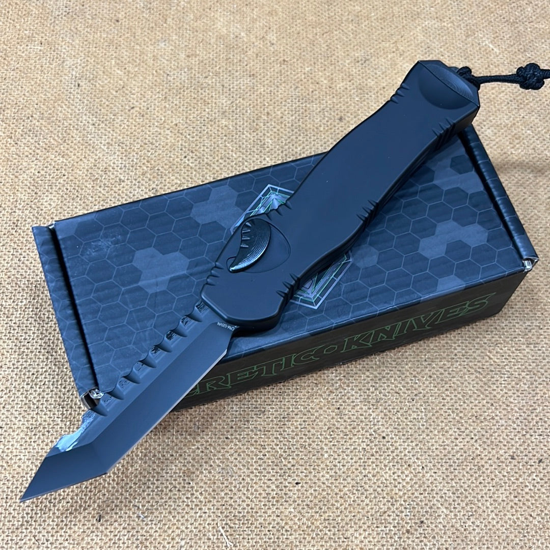 Heretic Knives Hydra OTF Auto Tanto Tactical Black Handle DLC Blade H006-6A-T