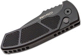 Pro-Tech LG407 Les George SBR Short Bladed Rockeye AUTO Folding Knife 2.5" S35VN Black DLC Plain Blade, Knurled Black Aluminum Handles