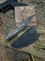 Field Initiative Rooster Green Micarta scales, Coated Black  Blade