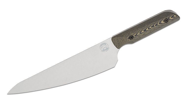 White River Knives Liong Mah Chef's Knife 7.5" S35VN Stonewashed Drop Point Blade, Maple and Black Richlite Handles, No Sheath - WRLMC-RMB