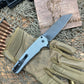 Pro-Tech 5206-Grey Malibu Manual Flipper Knife 3.30" CPM-20CV DLC Reverse Tanto Blade, Grey Textured Aluminum Handles