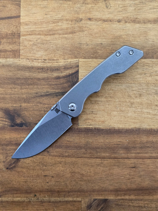A2D Mark 2 Small Titanium Stonewash Handle Drop Point