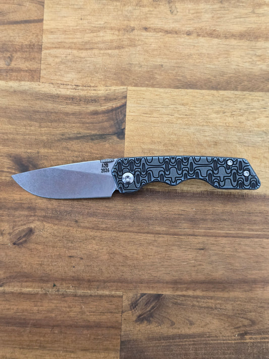 A2D Mark 2 Small Titanium mid century mod milled Handle Drop Point