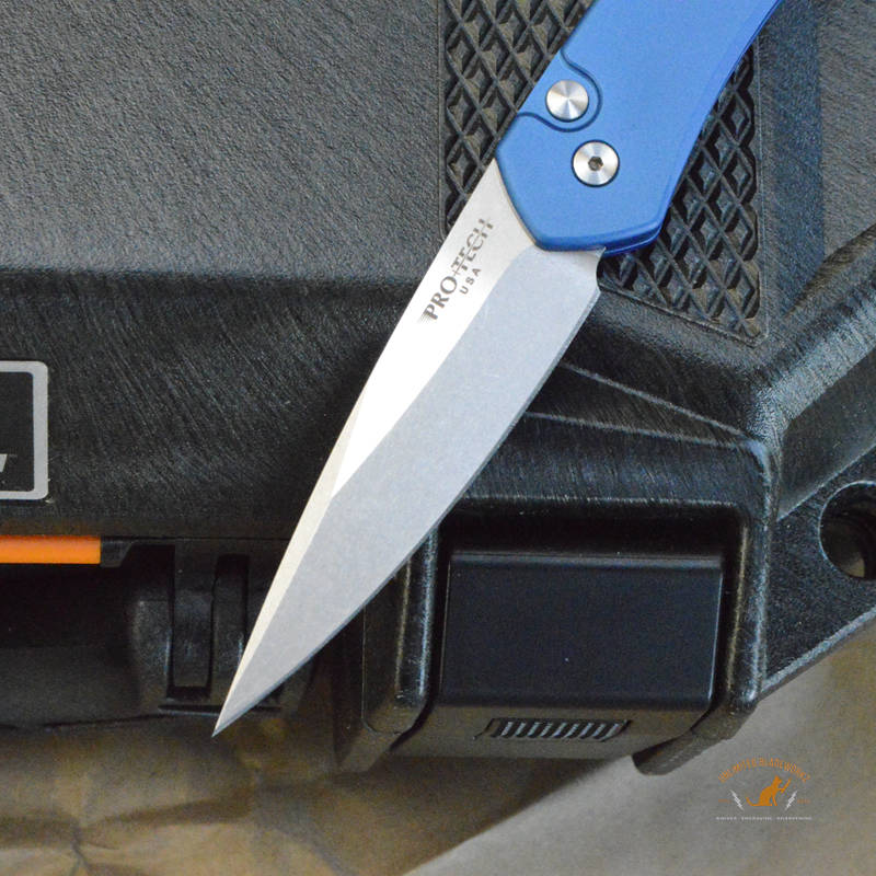 Pro-Tech BLUE Newport AUTO Folding Knife 3" S35VN Blade, Blue Aluminum Handles