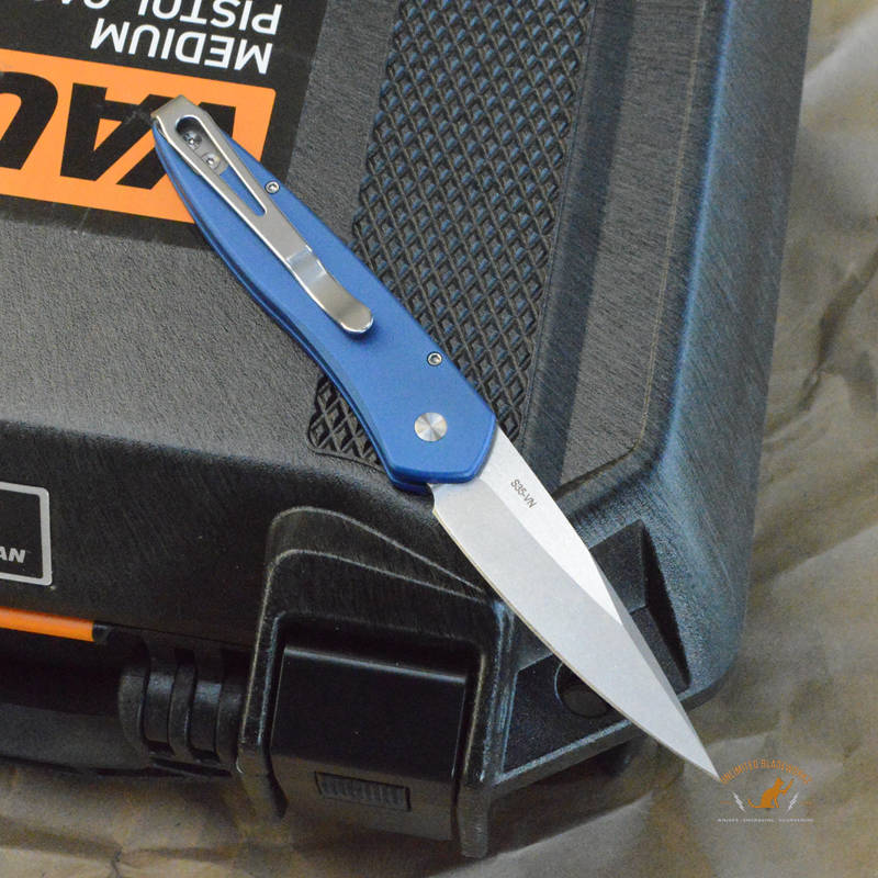 Pro-Tech BLUE Newport AUTO Folding Knife 3" S35VN Blade, Blue Aluminum Handles