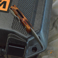 Protech Runt 5 Damascus Del Fuego Handle Wharncliffe
