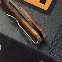 Protech Runt 5 Damascus Del Fuego Handle Wharncliffe