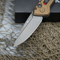 Buck 838 Deploy AUTO Folding Knife 3.25" 154CM Gray Cerakote Drop Point Blade, Burnt Bronze Aluminum Handles