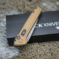 Buck 838 Deploy AUTO Folding Knife 3.25" 154CM Gray Cerakote Drop Point Blade, Burnt Bronze Aluminum Handles