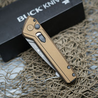 Buck 838 Deploy AUTO Folding Knife 3.25" 154CM Gray Cerakote Drop Point Blade, Burnt Bronze Aluminum Handles