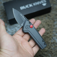 Buck 839 Mini Deploy AUTO Folding Knife 1.875" 154CM Black Cerakote Drop Point Blade, Sniper Gray Aluminum Handles