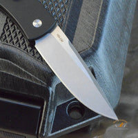 Pro-Tech/Whiskers BR-1.52 Magic Bolster Release Tuxedo AUTO Folding Knife 3.1" 154CM Blade, Black Aluminum Handles with Ivory Micarta Inlay