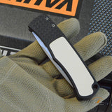 Pro-Tech/Whiskers BR-1.52 Magic Bolster Release Tuxedo AUTO Folding Knife 3.1" 154CM Blade, Black Aluminum Handles with Ivory Micarta Inlay