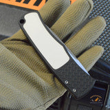 Pro-Tech/Whiskers BR-1.52 Magic Bolster Release Tuxedo AUTO Folding Knife 3.1" 154CM Blade, Black Aluminum Handles with Ivory Micarta Inlay