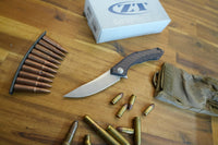 Zero Tolerance 0462 Dmitry Sinkevich Flipper Knife 3.75" CPM-20CV Two-Tone Blade, Red Carbon Fiber and Titanium Handles
