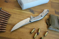 Zero Tolerance 0462 Dmitry Sinkevich Flipper Knife 3.75" CPM-20CV Two-Tone Blade, Red Carbon Fiber and Titanium Handles