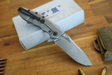 Zero Tolerance 0562TI Hinderer Flipper Knife 3.5" CPM-20CV Satin/Stonewashed Plain Blade, Titanium Handles