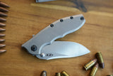 Zero Tolerance 0562TI Hinderer Flipper Knife 3.5" CPM-20CV Satin/Stonewashed Plain Blade, Titanium Handles