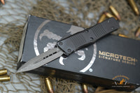 Microtech 138-16S Signature Series Troodon AUTO OTF 3.06" Damascus Double Edged Dagger Blade, Black Aluminum Handles