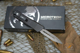 Microtech 138-16S Signature Series Troodon AUTO OTF 3.06" Damascus Double Edged Dagger Blade, Black Aluminum Handles