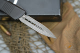 Microtech 138-16S Signature Series Troodon AUTO OTF 3.06" Damascus Double Edged Dagger Blade, Black Aluminum Handles