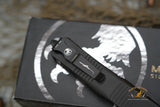 Microtech 138-16S Signature Series Troodon AUTO OTF 3.06" Damascus Double Edged Dagger Blade, Black Aluminum Handles