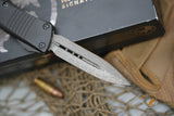 Microtech 138-16S Signature Series Troodon AUTO OTF 3.06" Damascus Double Edged Dagger Blade, Black Aluminum Handles