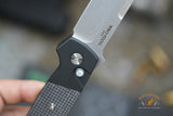 Pro-Tech Bob Terzuola ATCF AUTO Folding Knife 3.5" MagnaCut Stonewashed Drop Point Blade, Black Aluminum Handles with Textured Black G10 Inlays, Mother of Pearl Button - BT2704