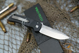 Pro-Tech Bob Terzuola ATCF AUTO Folding Knife 3.5" MagnaCut Stonewashed Drop Point Blade, Black Aluminum Handles with Textured Black G10 Inlays, Mother of Pearl Button - BT2704