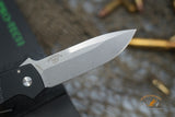 Pro-Tech Bob Terzuola ATCF AUTO Folding Knife 3.5" MagnaCut Stonewashed Drop Point Blade, Black Aluminum Handles with Textured Black G10 Inlays, Mother of Pearl Button - BT2704
