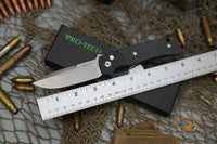 Pro-Tech Bob Terzuola ATCF AUTO Folding Knife 3.5" MagnaCut Stonewashed Drop Point Blade, Black Aluminum Handles with Textured Black G10 Inlays, Mother of Pearl Button - BT2704