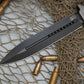 Heretic Knives Nephilim Fixed Blade Knife 6.5" Elmax Black DLC Double Edge Plain/Serrated Dagger, Flamed Titanium Handles, Nylon Sheath