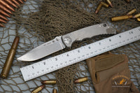 Spartan Blades SHF Harsey Folding Knife 3.95" S45VN Stonewashed Plain Blade, Titanium Handles - SF5SW