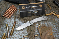Spartan Blades SHF Harsey Folding Knife 3.95" S45VN Stonewashed Plain Blade, Titanium Handles - SF5SW