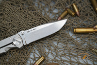Spartan Blades SHF Harsey Folding Knife 3.95" S45VN Stonewashed Plain Blade, Titanium Handles - SF5SW