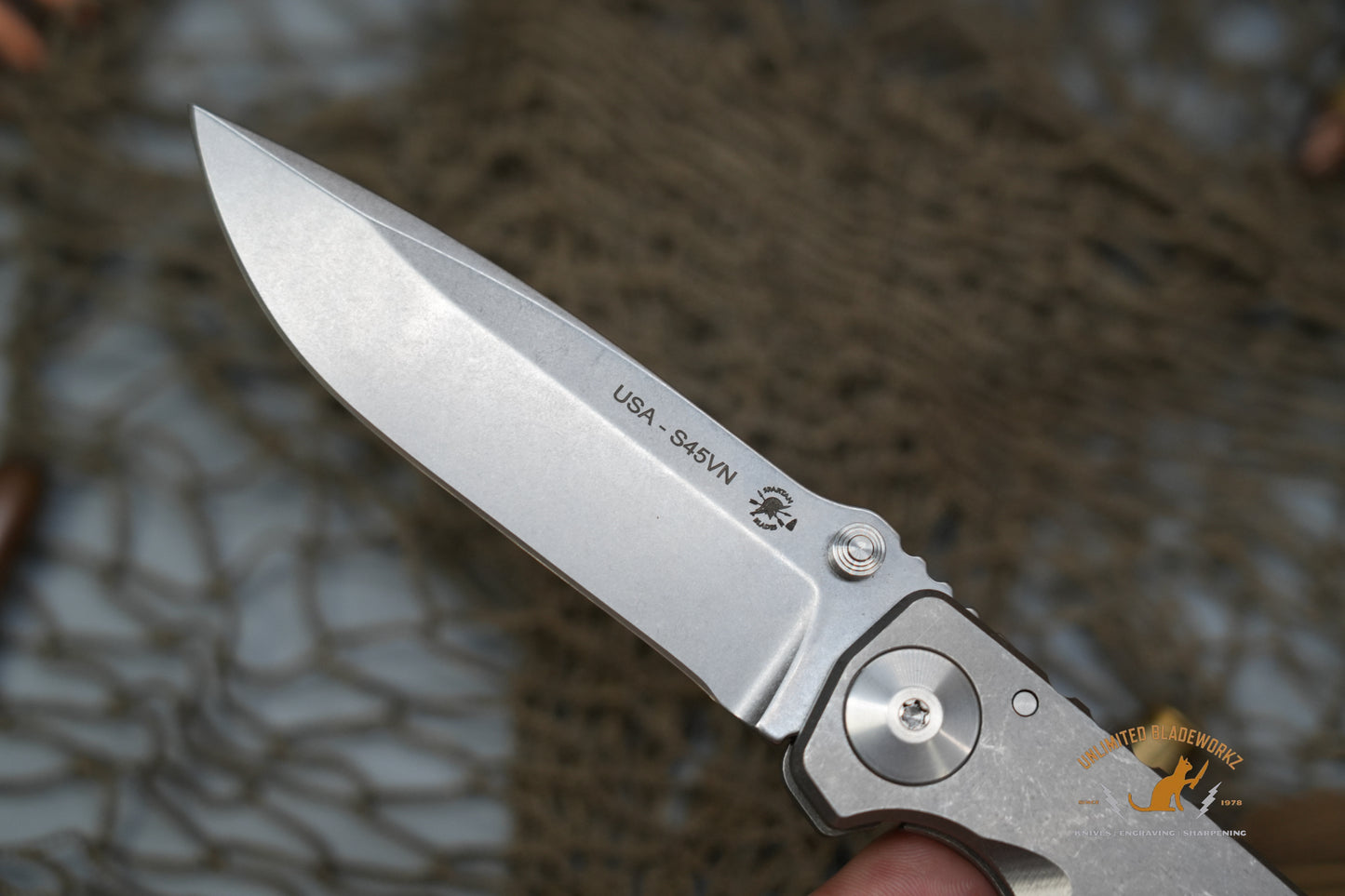 Spartan Blades SHF Harsey Folding Knife 3.95" S45VN Stonewashed Plain Blade, Titanium Handles - SF5SW