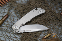 Spartan Blades SHF Harsey Folding Knife 3.95" S45VN Stonewashed Plain Blade, Titanium Handles - SF5SW