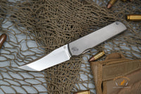 North Mountain Chop Tanto Titanium handle Ti-Damascus clip N690 steel