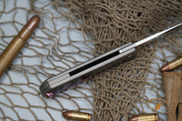 North Mountain Chop Tanto Titanium handle Ti-Damascus clip N690 steel