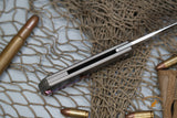 North Mountain Chop Tanto Titanium handle Ti-Damascus clip N690 steel