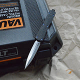 Counterstrike OTF Automatic (Collector Series): 3.35" Double Edge Blade - Tumbled Finish, Aluminum Case & Black Carbon Fiber Cover