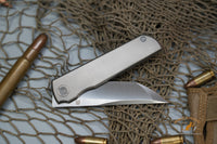 North Mountain Chop Tanto Titanium handle Ti-Damascus clip N690 steel